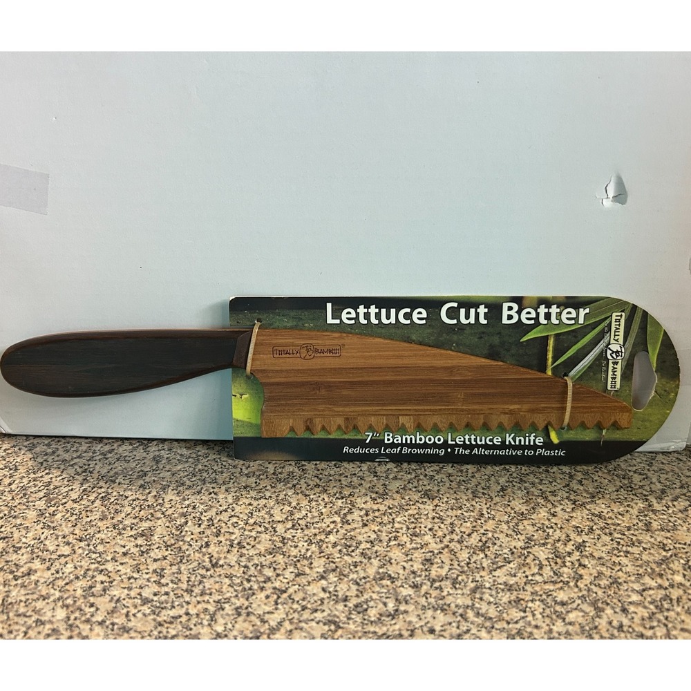 Totally Bamboo Lettuce Knife 7" Serrated Blade Kitchen Cake Bread  Organic NEW